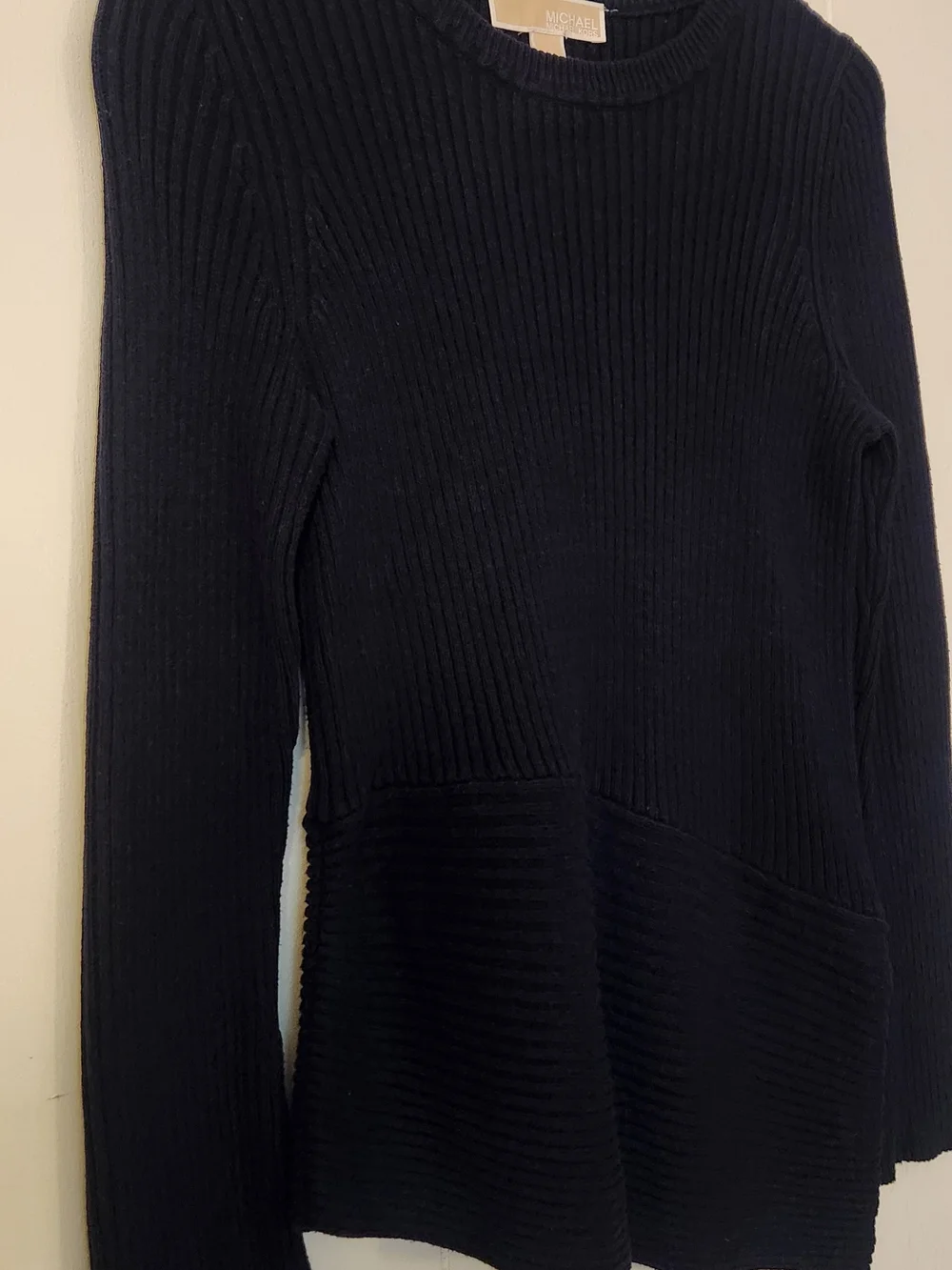 Michael Kors Navy Ribbed Long Sleeve Sweater Sz XS